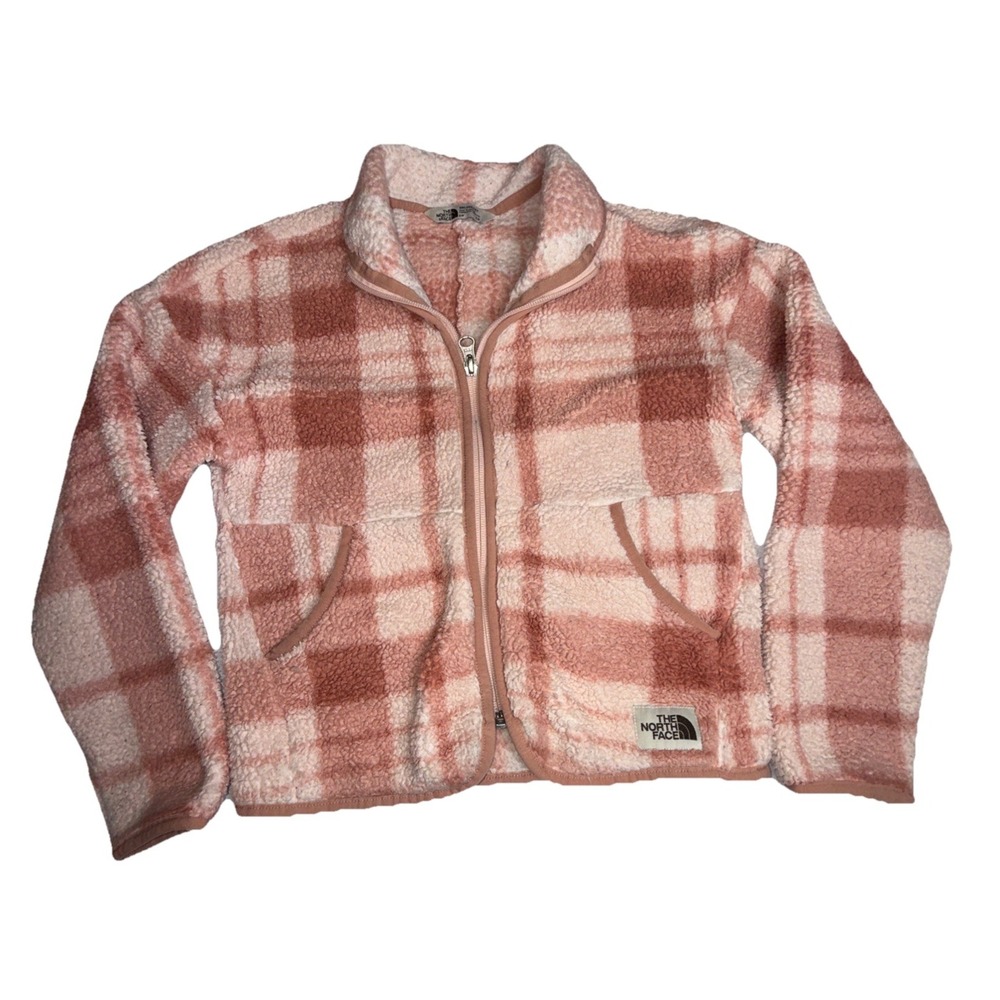 The North Face Girl Fleece Jacket s 7/8 pink and white